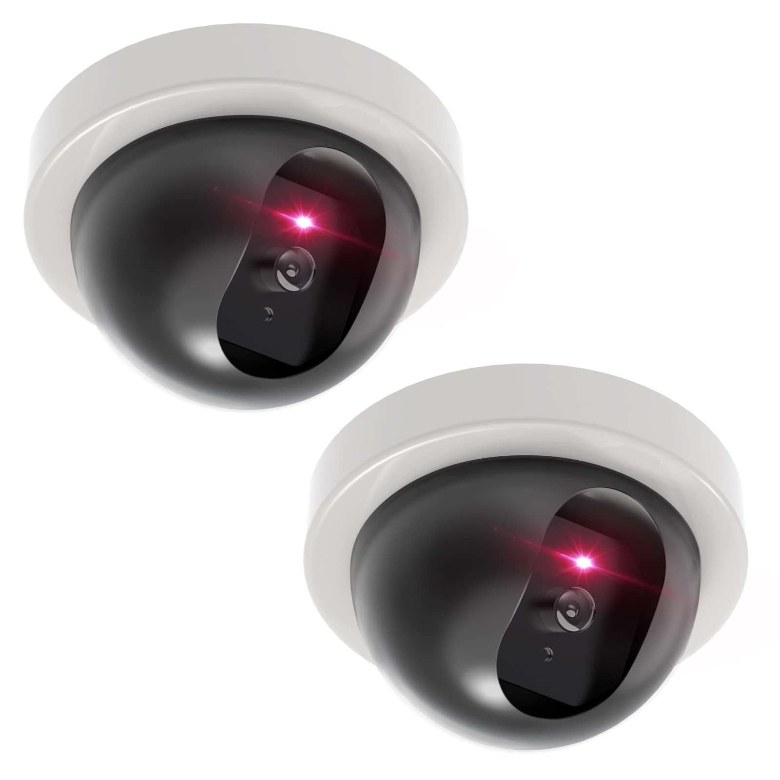 WALI CCTV Dome Fake Camera with Flashing Red Light, 2 Pack, White (SDW-2) | Dumm