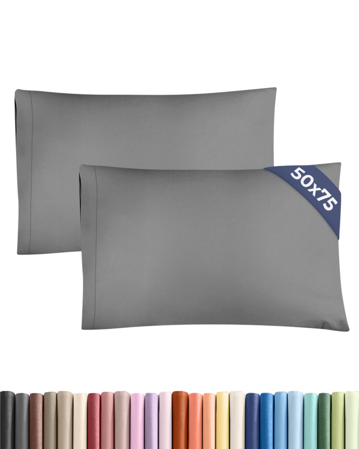 Pillowcases 2 Pack Standard 50x75 - Microfibre Envelope Closure - Dark Grey