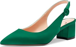 Castamere Women's Block Chunky Low Heel Closed Pointed Toe Slingback Pumps Buckle Cute Dress Office 5CM Heels