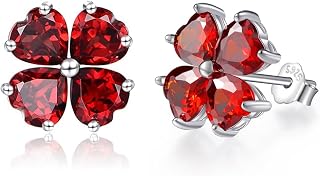 Elegant Lucky Women's Earrings, Hypoallergenic, Birthday, Popular, Four Leaf Clover, Birthstone, 925 Sterling Silver, Studs, Valentine's Day Gift, Luxury Jewelry for Women and Girls