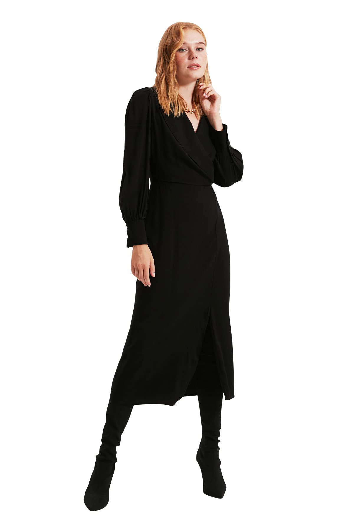 Trendyol Women's Casual Black Collar Dress