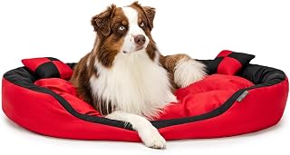 Lionto 4-in-1 Dog Bed, 110 x 80 cm, Red/Black