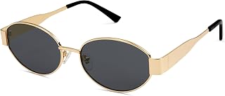 SOJOS Occhiali da sole Donna Uomo Retrò Ovale Metallo Classici Protezione UV400 Occhiali da sole SJ1217