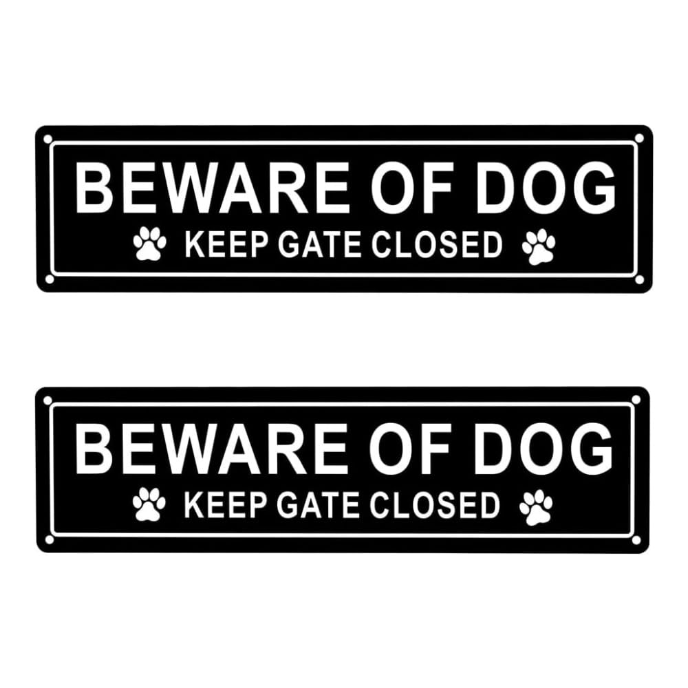 Beware of Dog Sign, Aluminum, Keep Gate Close Sign for Fence or Gate, 31.8 x 3.1