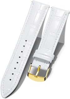 BINLUN Genuine Calf Leather Watch Strap Replacement Straps Quick Release Watches Men Women Buckle Silver/Gold/Rose Gold 10 Colors (10 mm-24 mm)