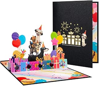 3D Pop Up Birthday Card with Money Slot - Cute Puppy Balloon Gift Celebration Design - Cash Holder Greeting Card for Kids, Adults, Dog Lovers - Unique Birthday Present Papercraft Cards