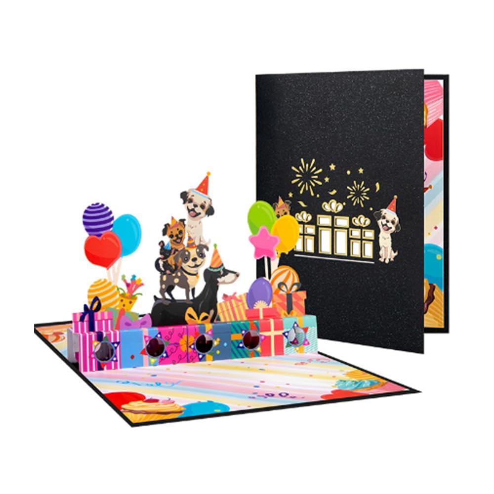 3D Pop Up Birthday Card with Money Slot - Cute Puppy Balloon Gift Celebration De