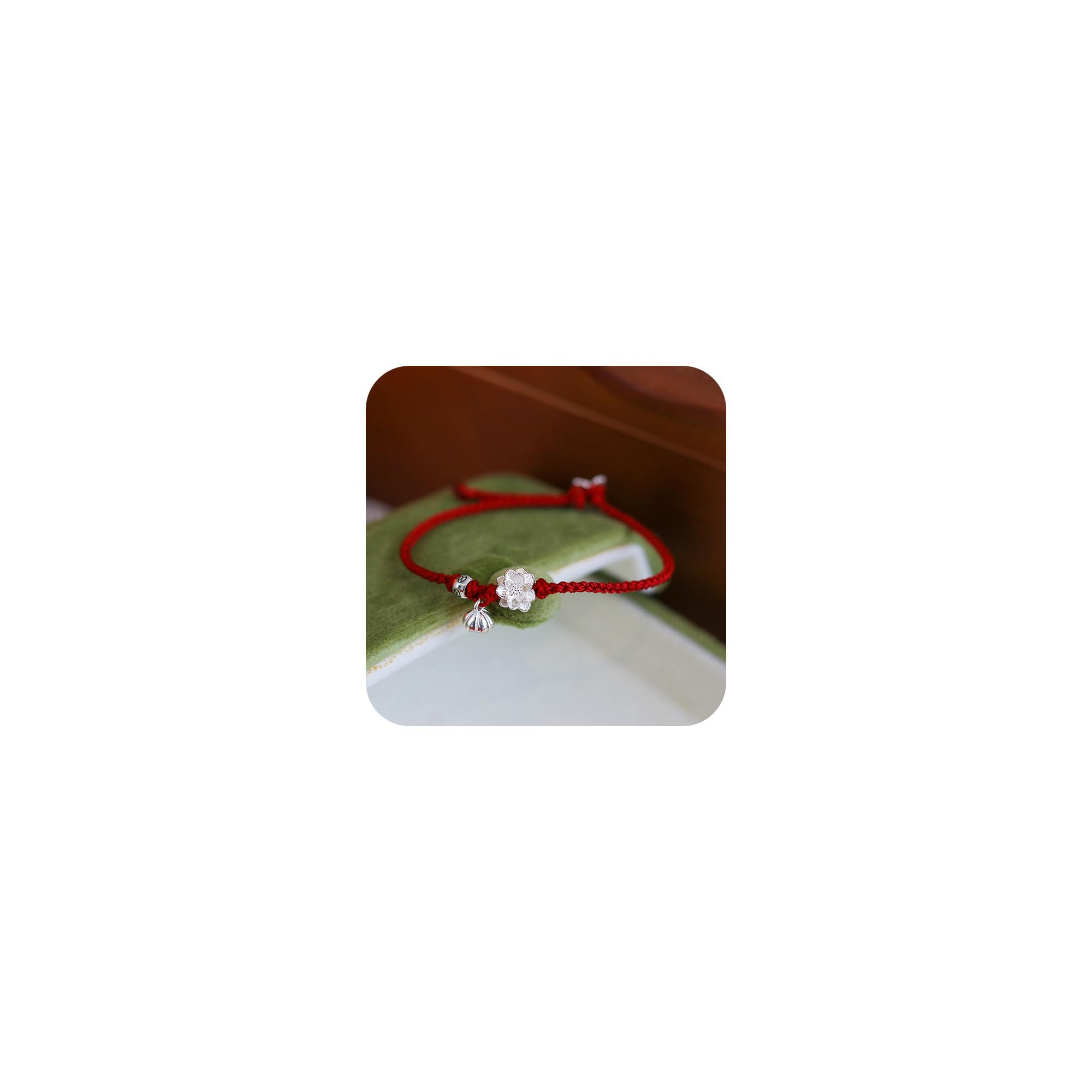 Sdouefos Lotus Flower Bracelet 925 Sterling Silver for Women, Handmade Braided R