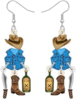 Acrylic Funny Western Cowgirl Hat Boot Earrings Costume Gift for Women Cowboy Dangle Earrings Charm Jewelry Rodeo Lovers Country Music Festival