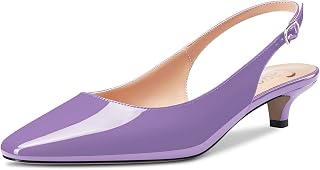 Castamere Women's Low Stiletto Kittens Heel Closed Heel Square Toe Slingback Pumps Slip-on 3.5 cm Heels Sandals Dress Cute Shoes