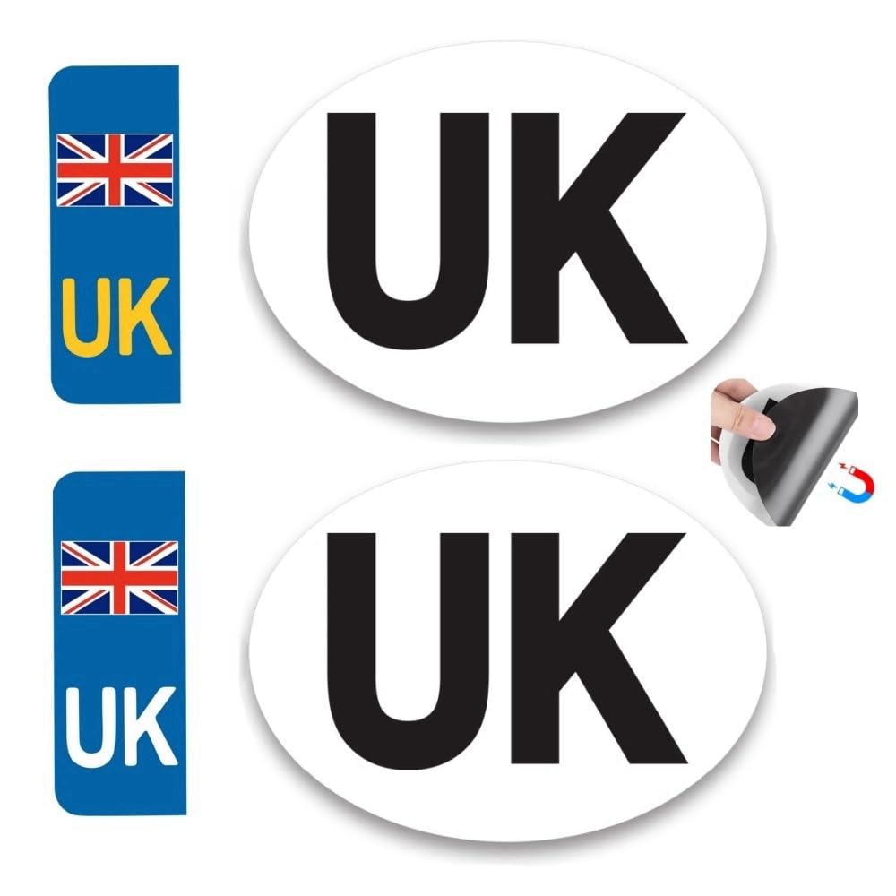 4Pcs UK Stickers for Europe, Magnetic Car and Number Plate Stickers
