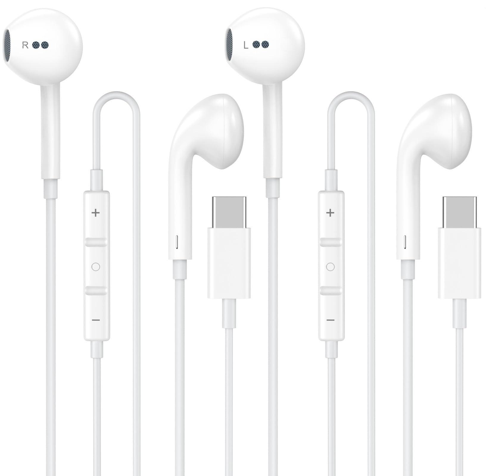 2 Pack [Apple MFi Certified] USB C Headphones Wired for iPhone 18 17 16 15 | USB