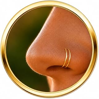 Gold Spiral Nose Piercing Jewelry – Double Hoop Nose Ring – Tiny 7mm 14K Gold Filled Nose Hoop for Women – Thin Snug Gold Nose Hoop – Small Delicate Double Ring