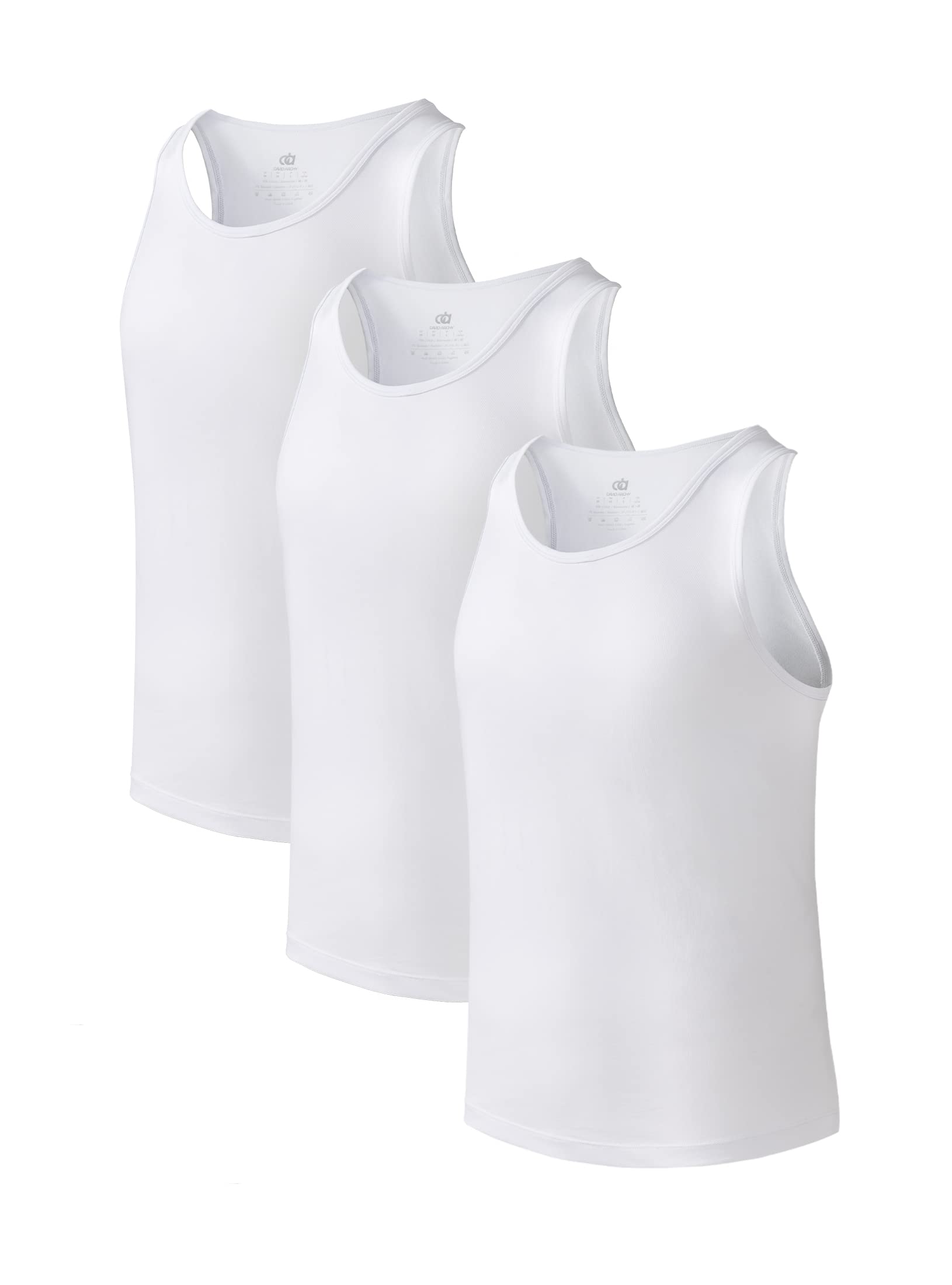 DAVID ARCHY Men's Undershirts T-Shirt Tank Top Business Casual Bamboo Fibre Soft