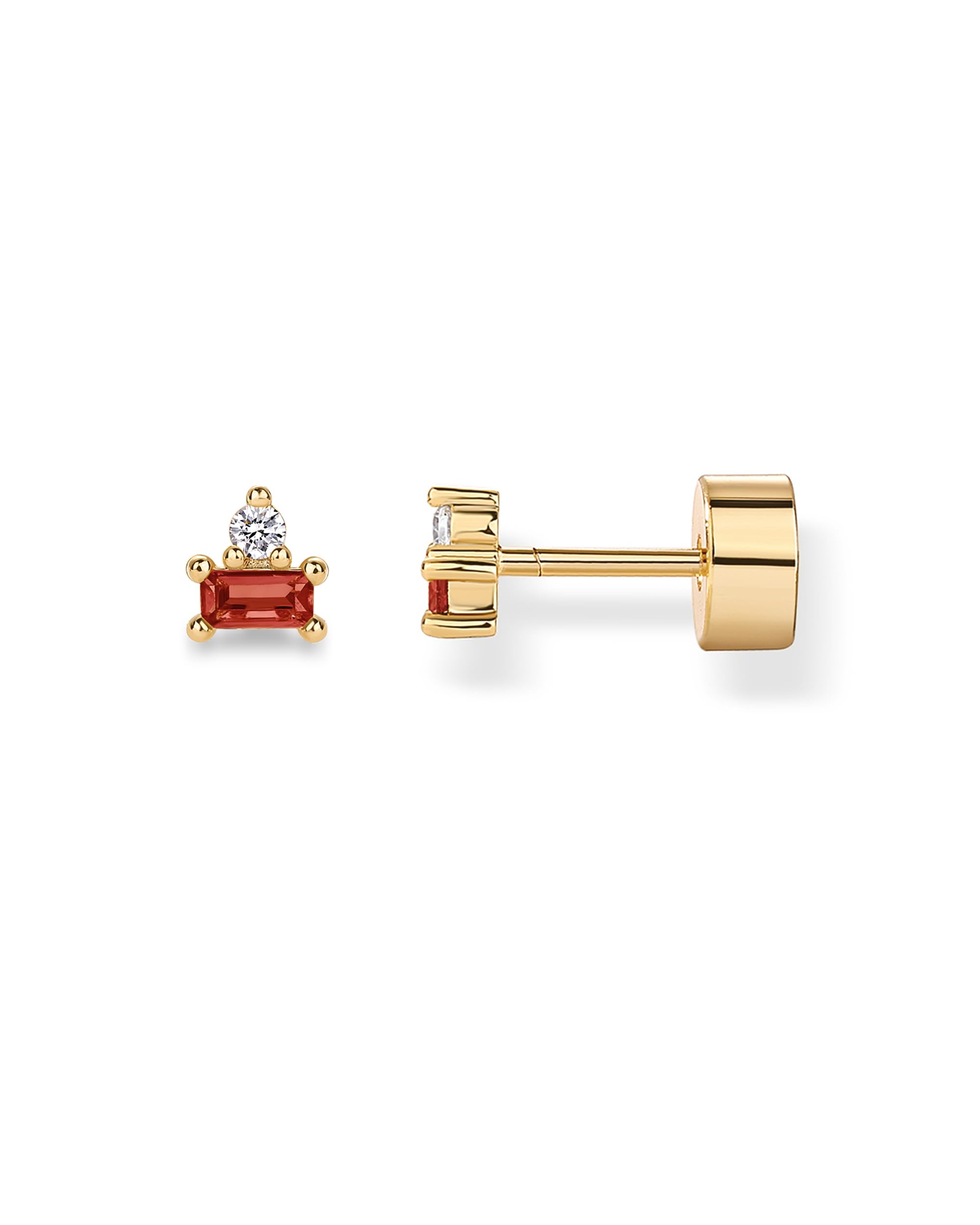 PAVOI 14K Gold Plated Dainty Birthstone Flatback Stud Earrings for Women