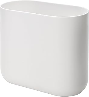 iDesign Small Slim Plastic Bathroom Trash Can, White | Bedroom, Office, Desk, Dorm