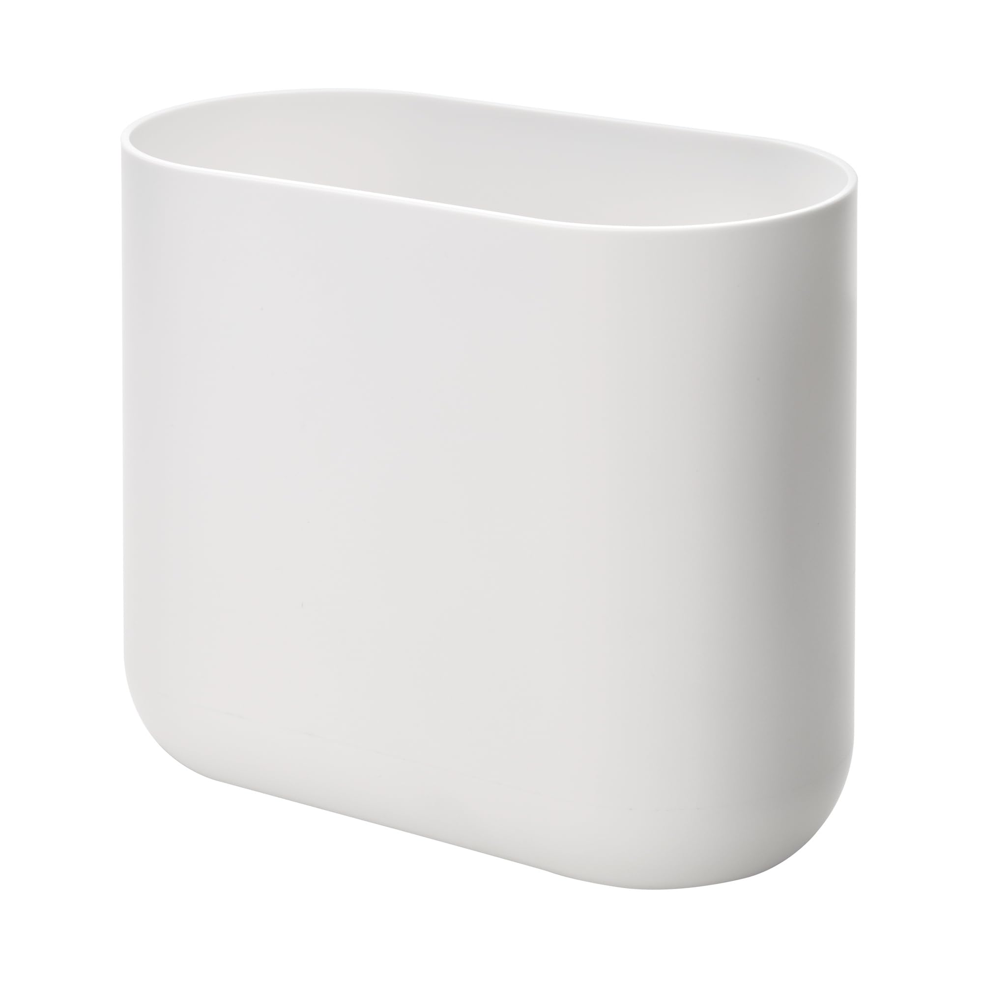 iDesign Small Slim Plastic Bathroom Trash Can, White | Bedroom, Office, Desk, Do