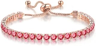 Tennis Bracelets for Women Men Adjustable Charm Link Bracelet 14K Gold Plated Dainty Multicolor Cubic Zircon Bracelets for Teen Girls Crystal Friendship Bracelets Jewelry