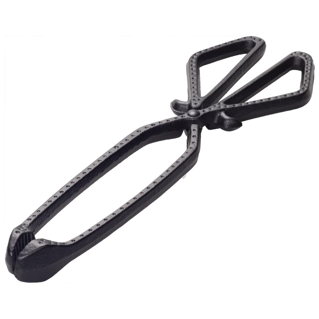 Valiant Heavy-Duty Cast Iron Log & Coal Tongs | 34 cm Wide-Angle Fireplace, Stov