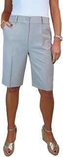 icecoolfashion Ladies Smart Tailored Knee Length Bermuda Shorts Mid Waisted
