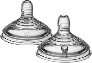 Tommee Tippee Natural Start Baby Bottle Teats Medium Flow, Size 2, 3m+ | Pack of 2, Breast-Like Shape for a Natural Latch, Anti-Colic Valve Reduces Wind and Discomfort, Soft BPA Free Silicone