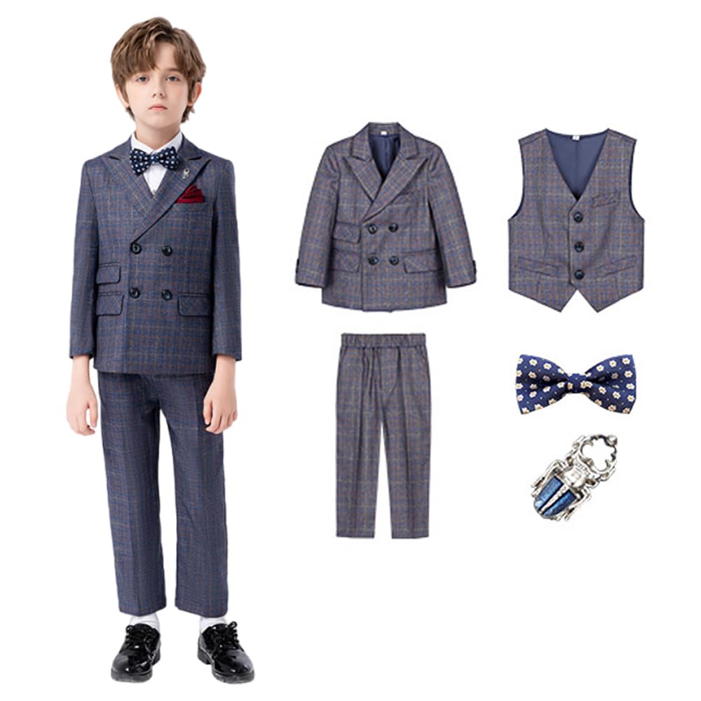 §ｚｚ．ｌｕｘｉ Boys' Formal Suit, Kids' Clothing, 6-Piece Set, Jacket, Vest, Pants, Bo
