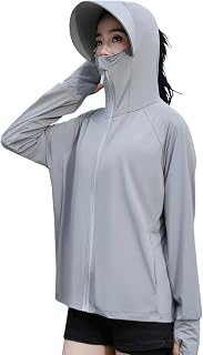 DMFU Women's Rash Guard Hoodie, Cool Touch, UV Protection, UPF 50+ 360-Degree UV Protection, Swimsuit, Body Shape Coverage, Cute, Rash Guard Hoodie, Sun Protection Wear, Solid, Long Sleeve, Summer