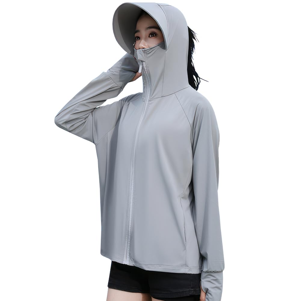 DMFU Women's Rash Guard Hoodie, Cool Touch, UV Protection, UPF 50+ 360-Degree UV