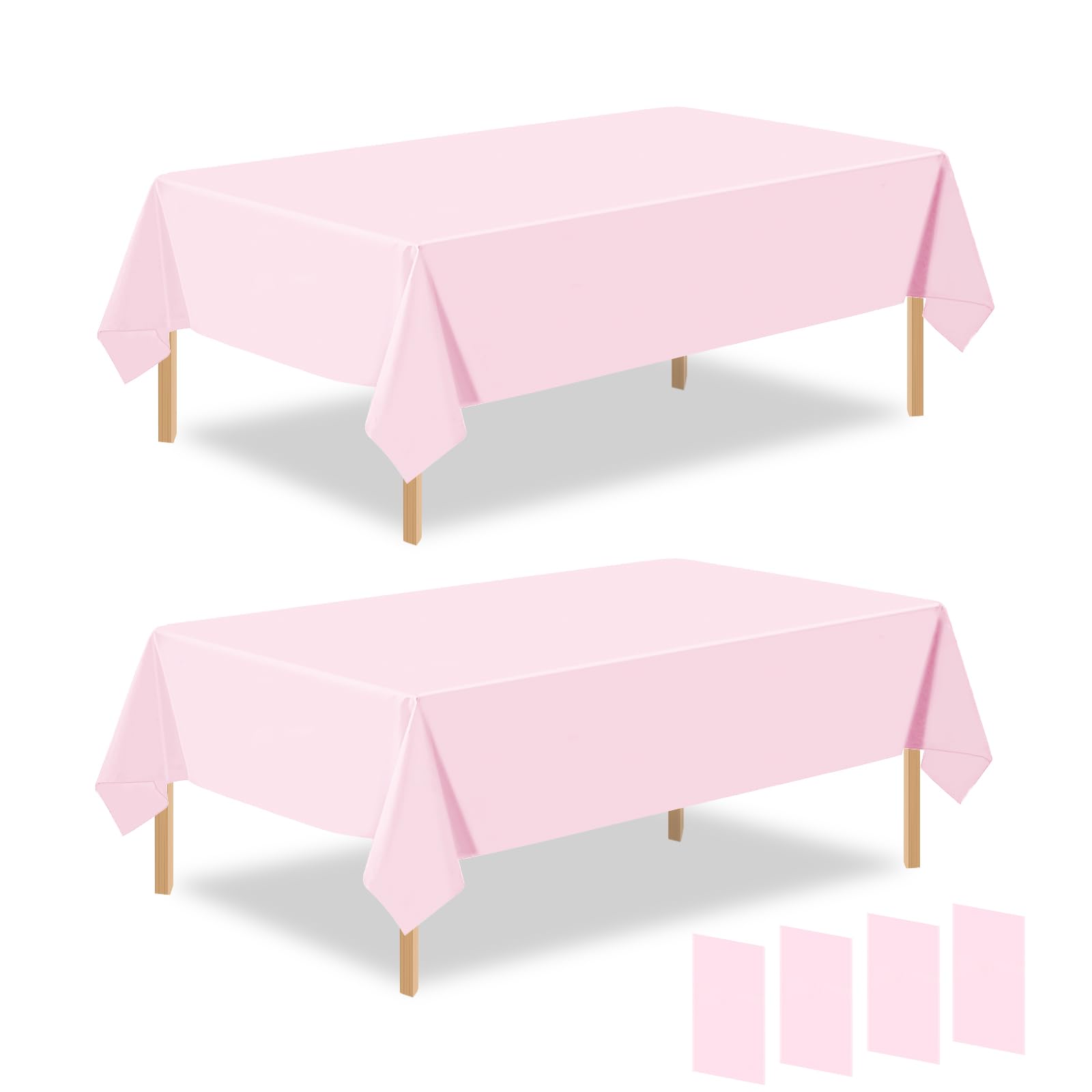 4 Pcs Light Pink Plastic Table Cloths, Light Pink Table Covers