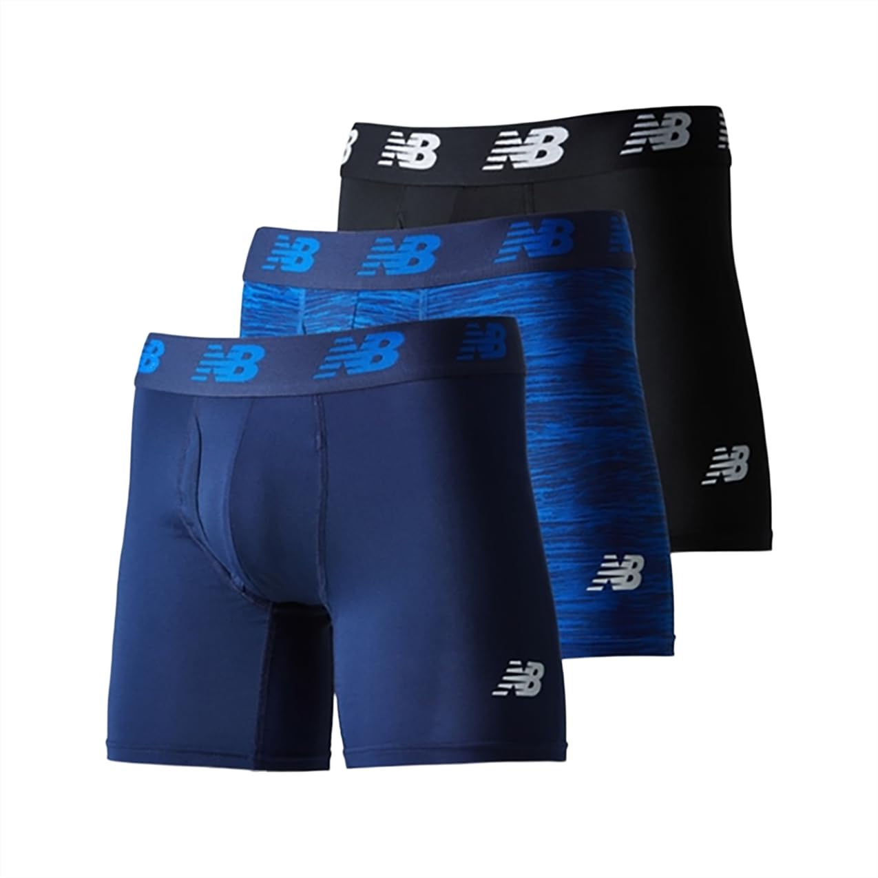 New Balance Mens 6" Boxer Briefs Front Fly with Pocket 3 Pack
