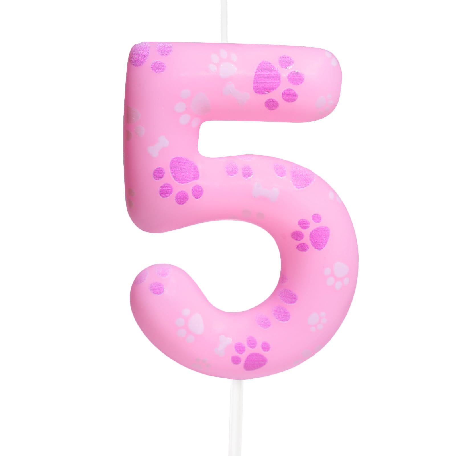 5th Birthday Candle Dog Paw Number 5, Dog Cake Topper, Birthday Party Supplies, 