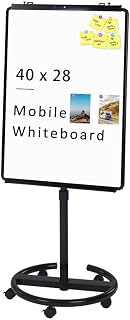 VIZ-PRO ECO Magnetic Mobile Whiteboard/Flipchart Easel, Black, 28 X 40 Inches