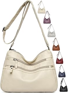 Crossbody Bags for Women, Soft Leather Handbags with Multiple Pockets, Shoulder Handbags with Adjustable Shoulder Strap