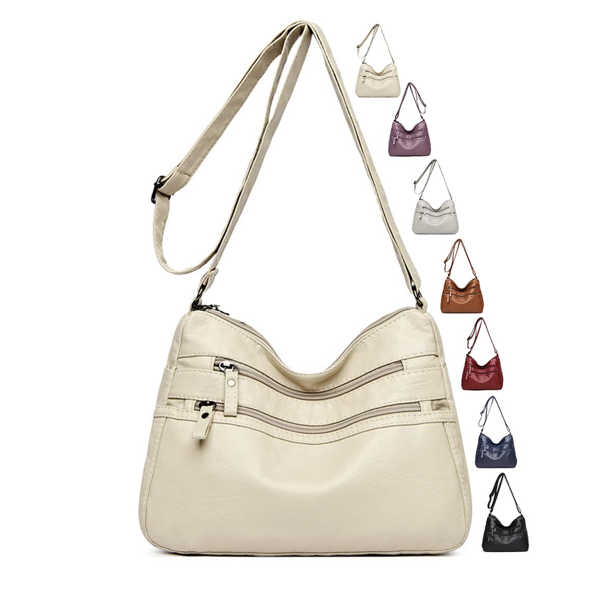 Crossbody Bags for Women, Soft Leather Handbags with Multiple Pockets, Shoulder 
