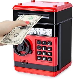 Refasy Piggy Bank Cash Coin Can ATM Bank Electronic Coin Money Bank for Kids Age 3-12, Money Savings Box Mini ATM Coin Bank Toys Gifts for 3 4 5 6 7 8 9 10 11 12 Year Old Boys Girls
