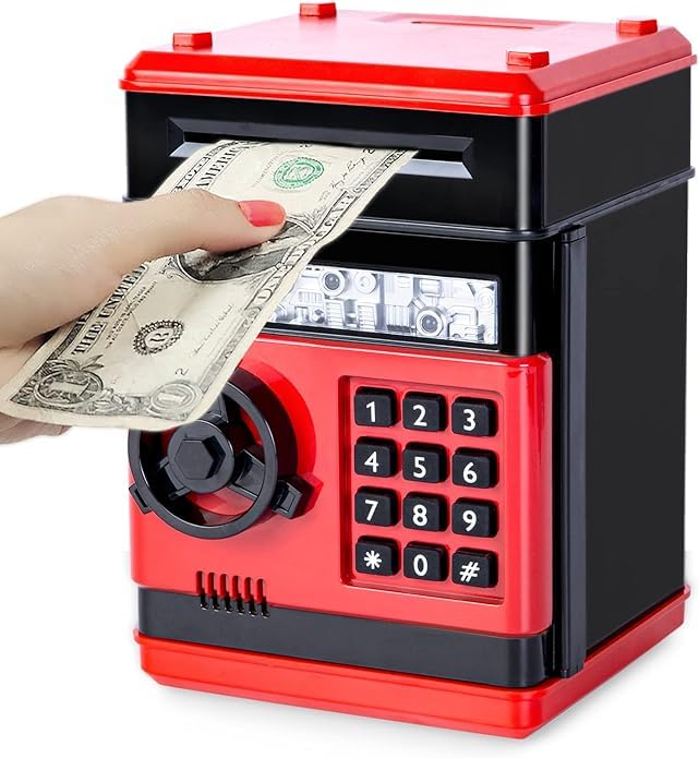 Refasy Piggy Bank Cash Coin Can ATM Bank Electronic Coin Money Bank for Kids Age