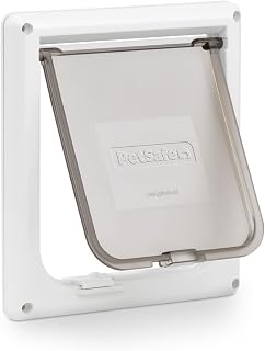PetSafe Interior Cat Door, 2-Way Lock, White, Cats up to 15 lb | High-Impact Frame with Transparent Flap, Fits Interior Doors, Hardware and Template Included
