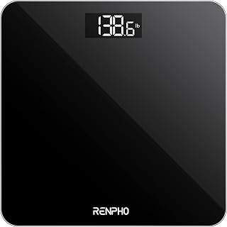 RENPHO Weighing Scales for Body Weight, High Precision, LED Display,Core 1S | Bathroom Scales with Stones, Pounds, Kg, and Self-Calibration, Step-On, Auto On/off, Weight Loss, Home Use, Black