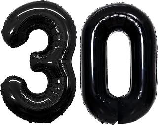 GOER Number 30 Balloons for 30th Birthday Party Decorations,42 Inch Jumbo Foil Helium Balloons for 30th Anniversary (Black)