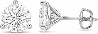 The Diamond Deal IGI Certified .50ct to 5.00 Carat Round Brilliant Lab-Grown Diamond 3-Prong Stud Earrings in 14k Yellow, White or Rose Gold With Screw Back Closure