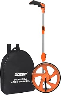 Zozen Measuring Wheel in Feet and Inches, Double Collapsible, 12.5" Orange | One-Key Reset, Kickstand, Start Point Arrow, Portable Backpack, 0-9,999Ft Mechanical Measure Wheel Roller, Adapt Various Road
