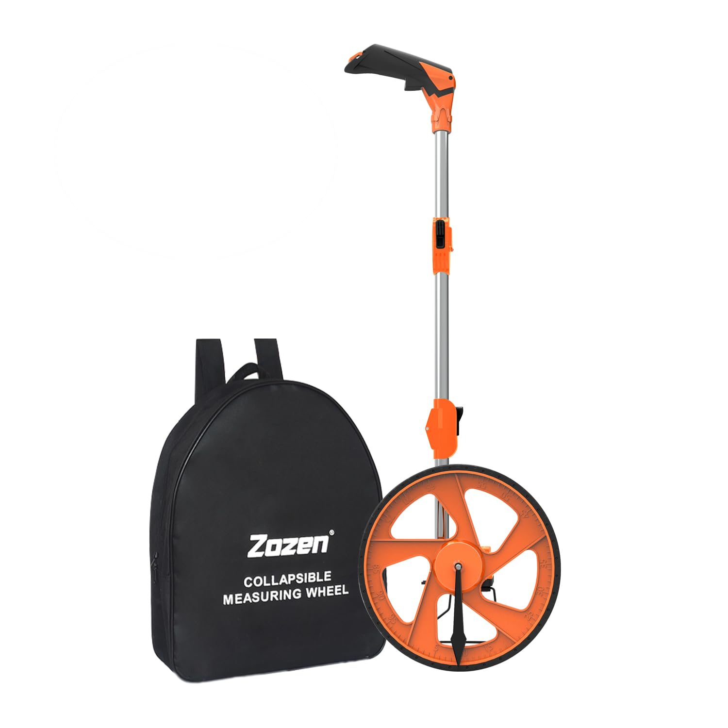 Zozen Measuring Wheel in Feet and Inches, Double Collapsible, 12.5" Orange | One