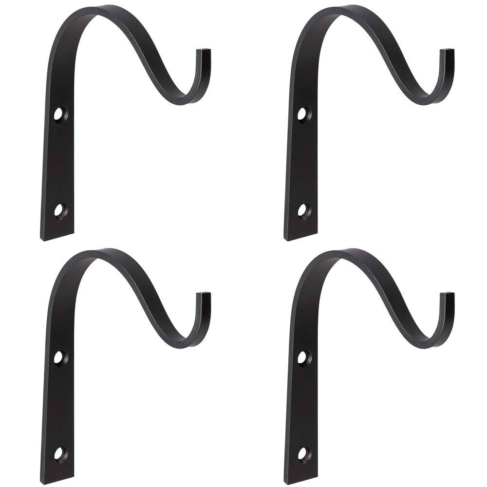 Mkono Wrought Iron Hooks Set of 4 Hangers Hanging Wall Bracket for Lantern Plant