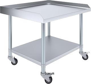 Express KitchQuip 30" x 36" Stainless Steel Rolling Equipment Stand | 18 gauge T-430 top on a welded hat channel, rated 600 lb. Galvanized undershelf and legs, locking casters. NSF.