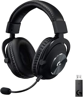 Logitech G PRO X Wireless Lightspeed Gaming Headset with Blue VO!CE Mic Filter Tech, 50 mm PRO-G Drivers, and DTS Headphone:X 2.0 Surround Sound (Renewed)