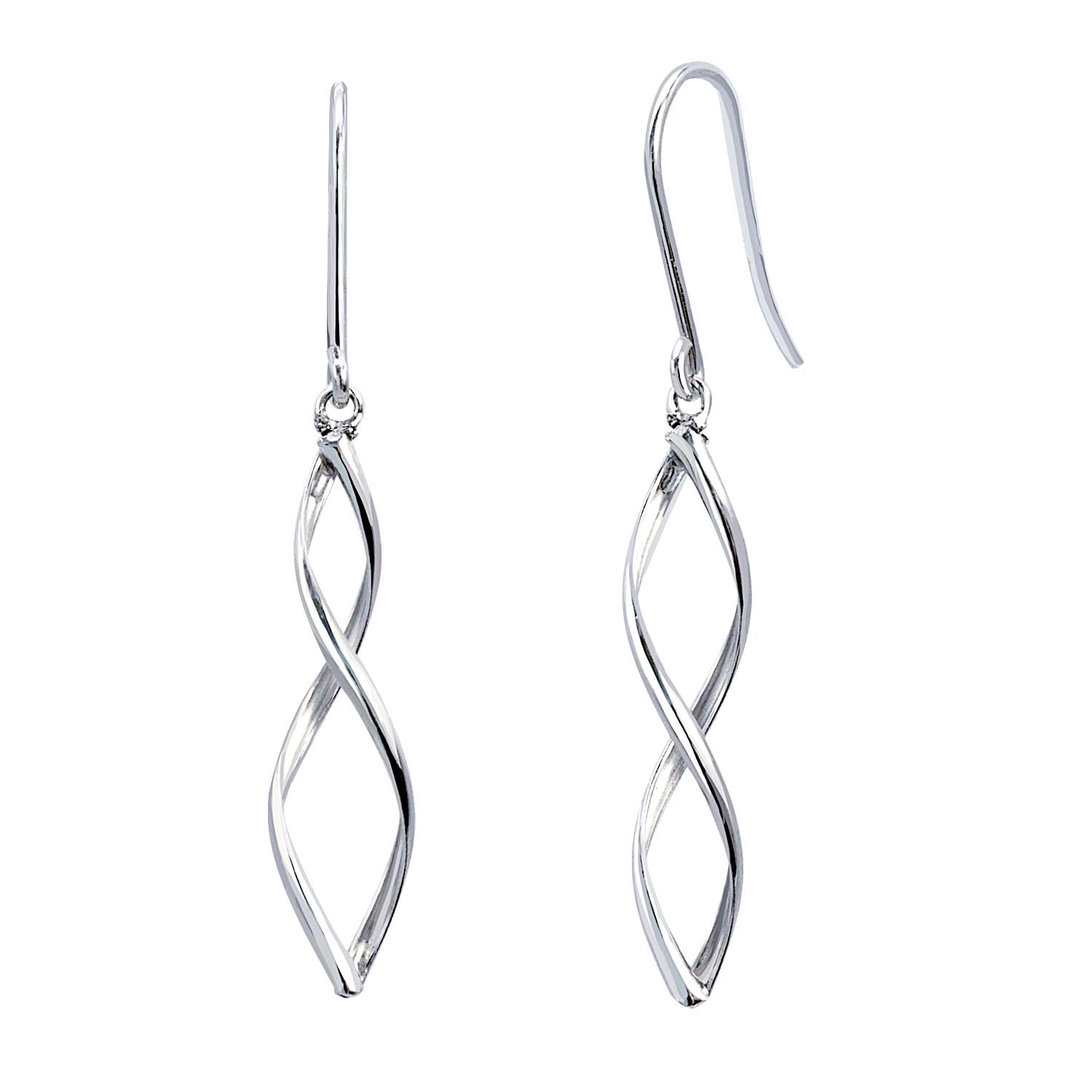 Laracristy le102-0009-pt Women's Earrings, Wave Design, Platinum