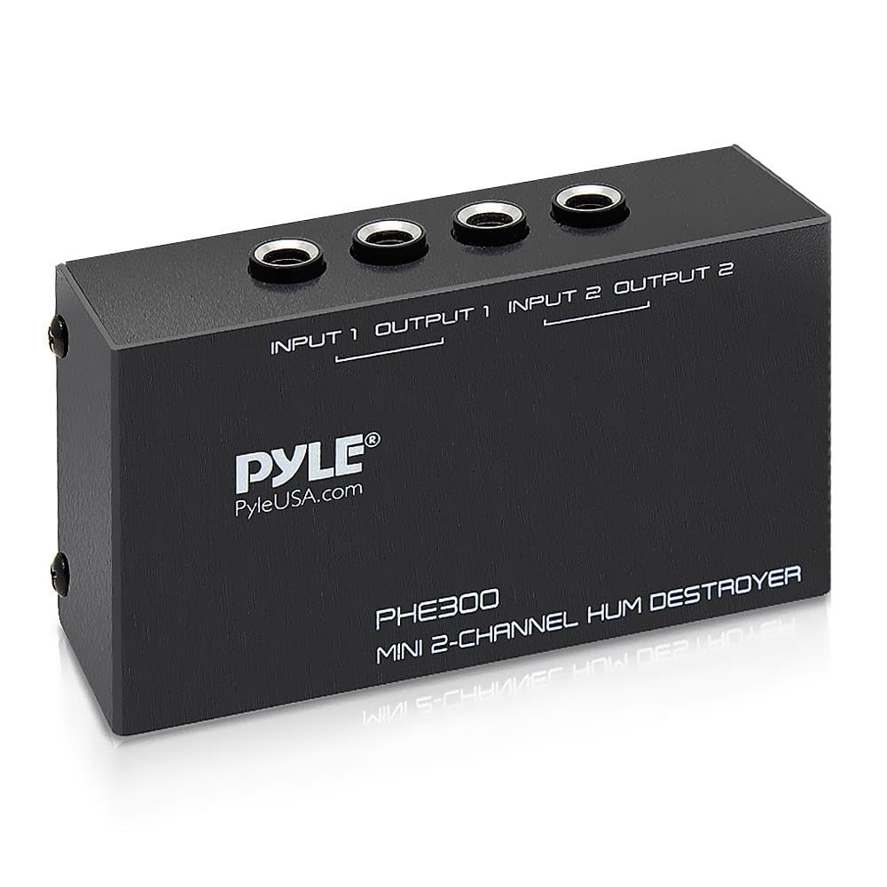 PYLE Compact Mini Hum Eliminator Box, 2 Channel | Passive Ground Loop Isolator, 
