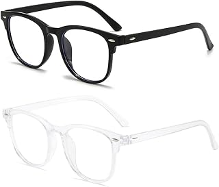 KEYRI 2 Pack Blue Light Blocking Glasses, Reading Glasses for Women Men Slim Round Frame Lightweight Anti Blue Light Computer Gaming Glasses Anti-glare Anti-eyestrain