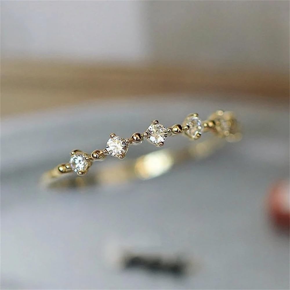 Exquisite Thin Rings with Shiny Zircon for Women, Engagement Ceremony Accessorie