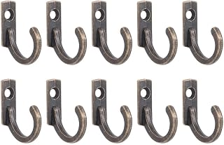 Hat Bag Clothes Towel Organizer Shelf Storage Coat Hanger Wall Door Metal Antique Hooks 10 Pcs Single Prong Hooks (Bronze)